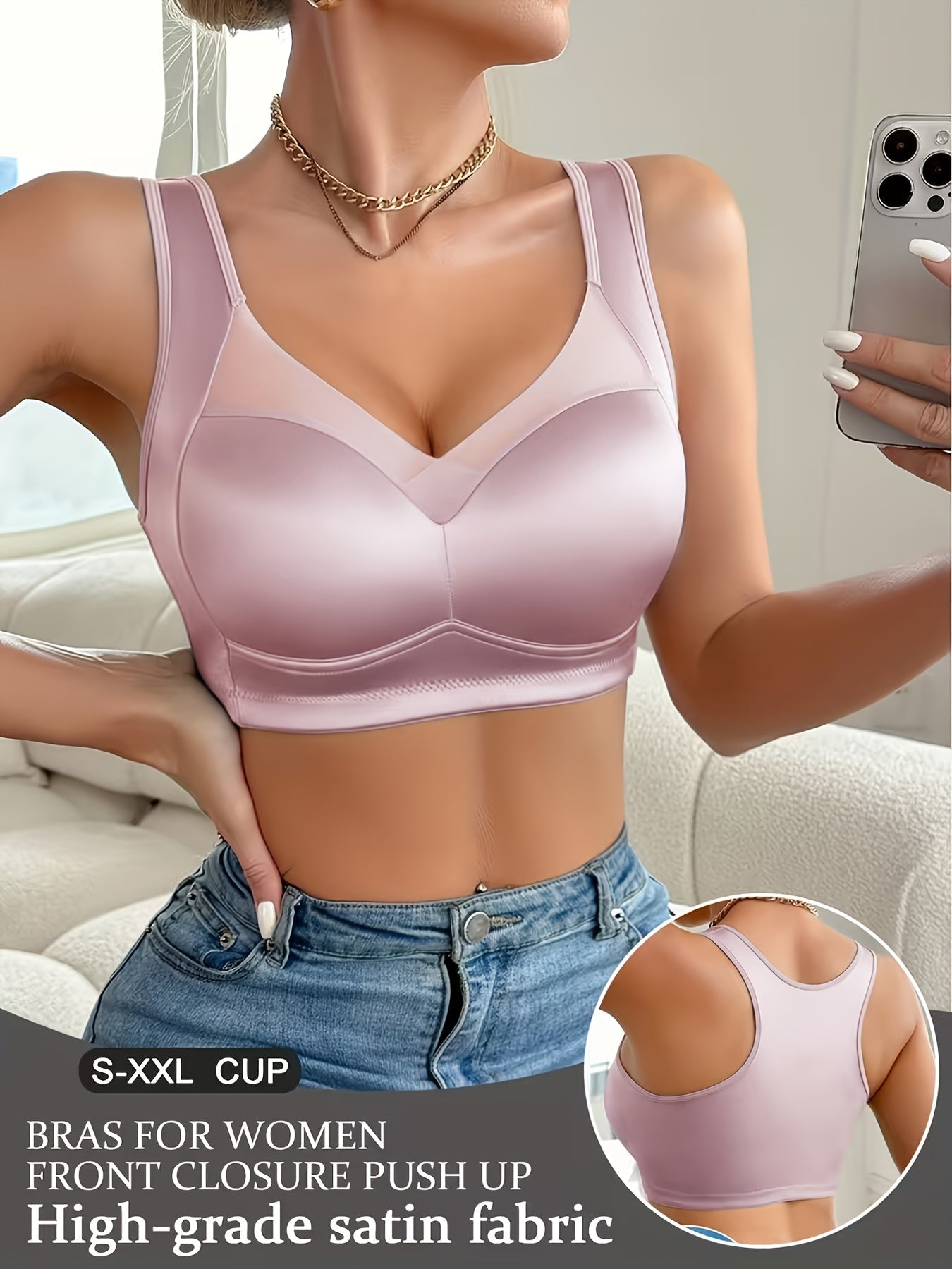 Women’s Front Closure Bra - Lace Detail Comfort