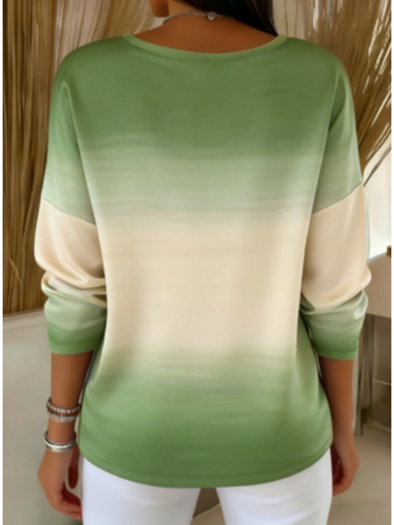 Women's Graphic Print Blouse - V-Neck Long Sleeve detail image - detail view 4
