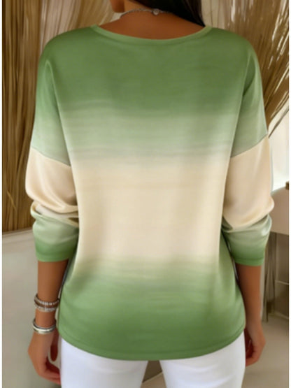 Women's Graphic Print Blouse - V-Neck Long Sleeve detail image - detail view 4