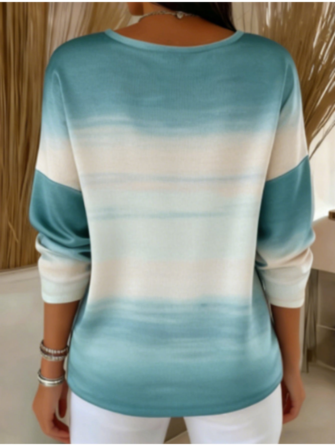 Women's Graphic Print Blouse - V-Neck Long Sleeve detail image - detail view 6