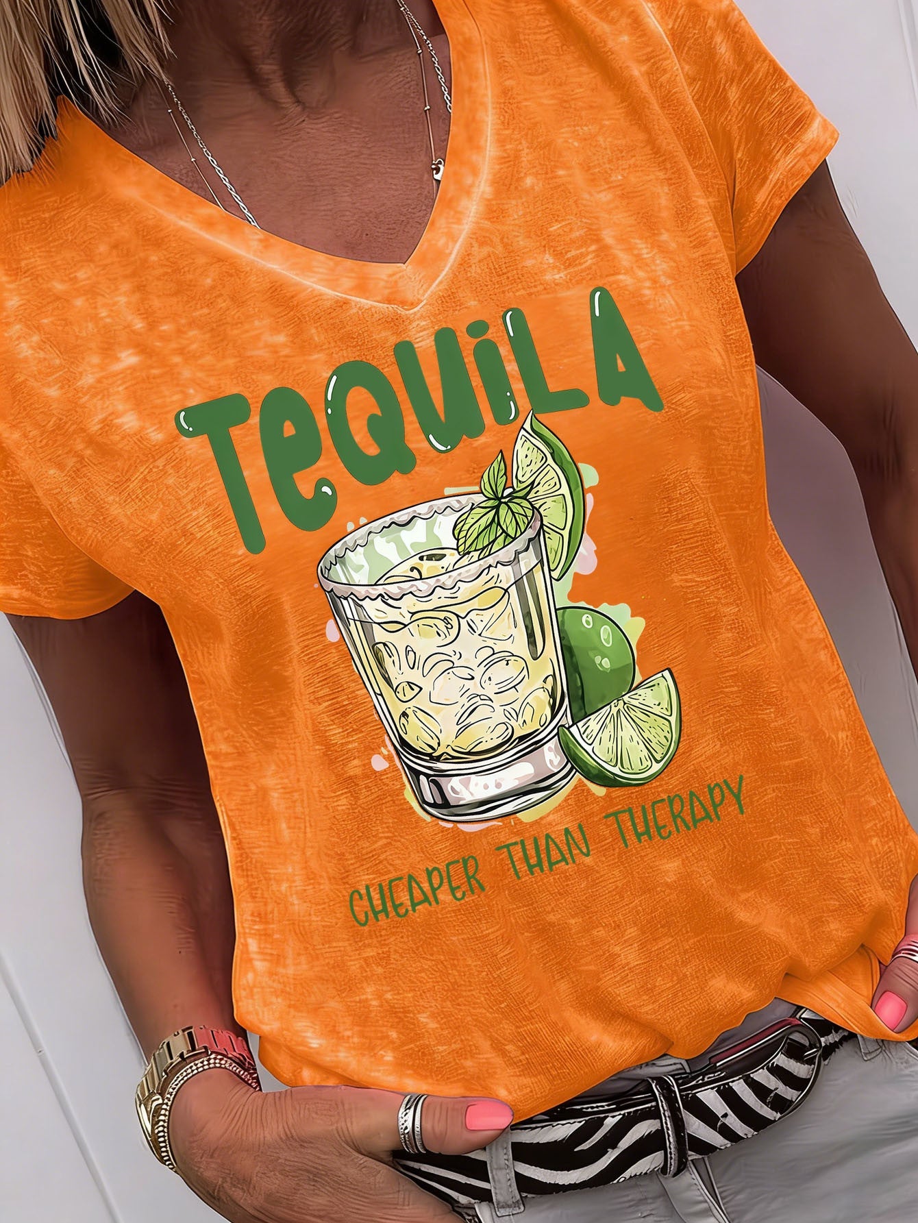 Women's Black Polyester Printed V-Neck Shirt - product view 22