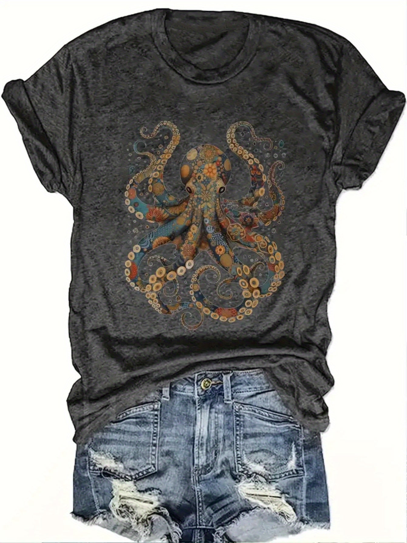 Dark Gray Printed Graphic T-Shirt - product view 3