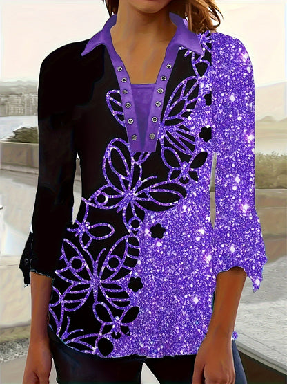 Women's Purple Polyester Printed T-Shirt - product view 2