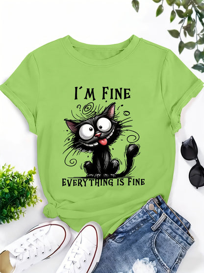 Women's Graphic Print T-Shirt - Round Neck Short Sleeve Relaxed Style 2613
