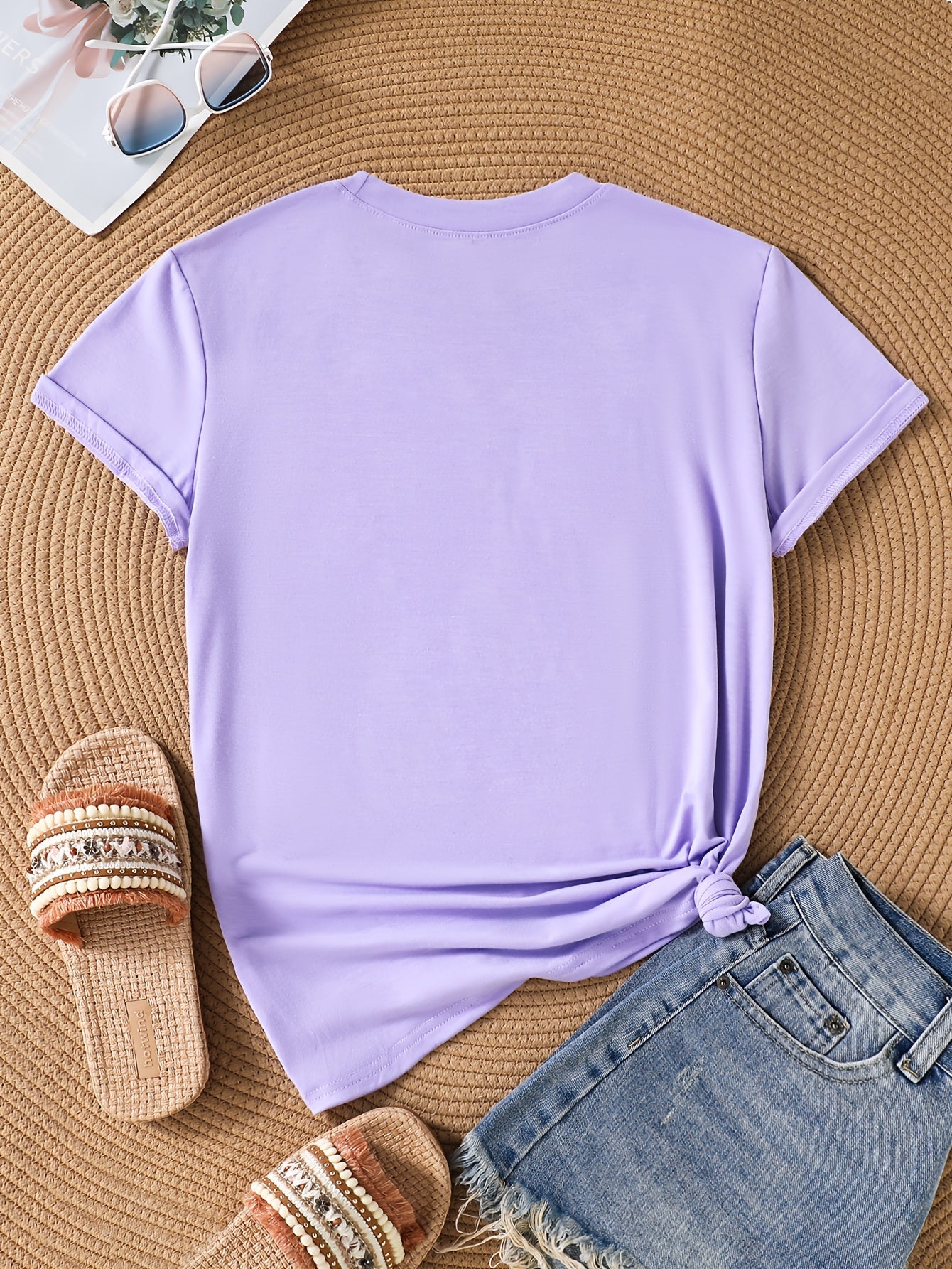 Women's Graphic Print T-Shirt - Round Neck Short Sleeve Modern Style 8389