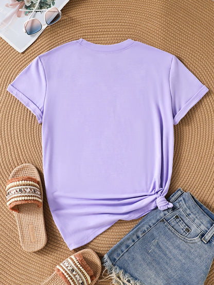 Women's Graphic Print T-Shirt - Round Neck Short Sleeve Modern Style 8389