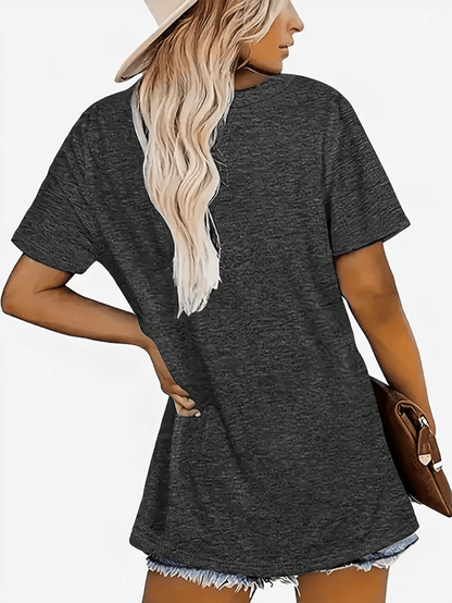 Women's Graphic Print T-Shirt - V-Neck Short Sleeve Dragonfly detail image - detail view 10