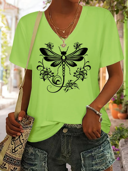 Women's Dark Gray Polyester Printed V-Neck T-Shirt - product view 37
