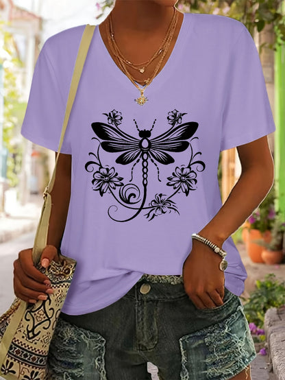 Women's Dark Gray Polyester Printed V-Neck T-Shirt - product view 32