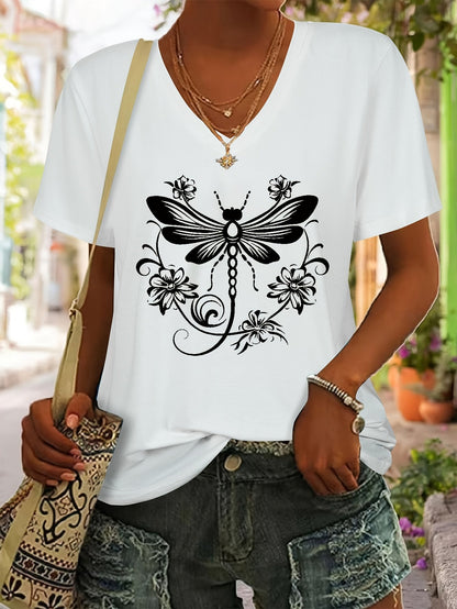 Women's Dark Gray Polyester Printed V-Neck T-Shirt - product view 27