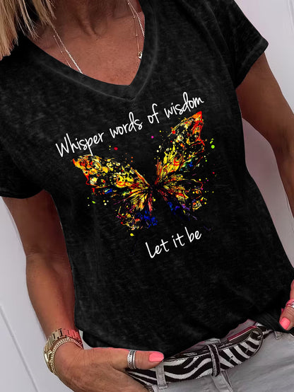 Women's Dark Gray Polyester Printed V-Neck T-Shirt - product view 20