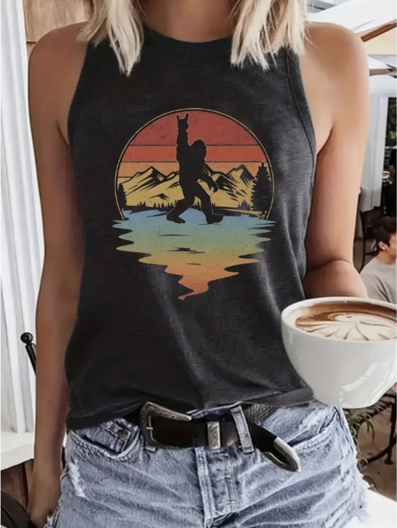 Pattern Print Casual Vest Crew neck Casual Sleeveless Vest in Polyester - product view 6
