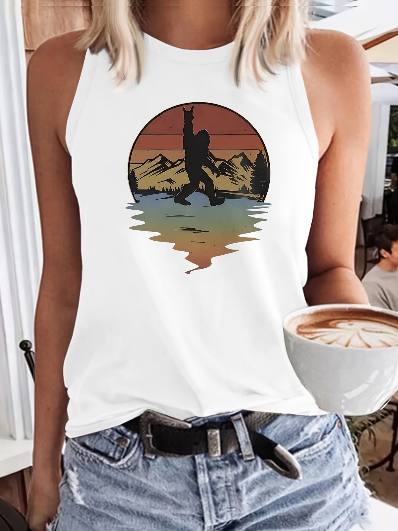 Pattern Print Casual Vest Crew neck Casual Sleeveless Vest in Polyester - product view 11