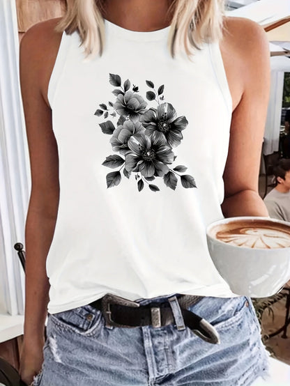 Women's Graphic Print Tank Top - Crew Neck Style 155109 detail image - detail view 4