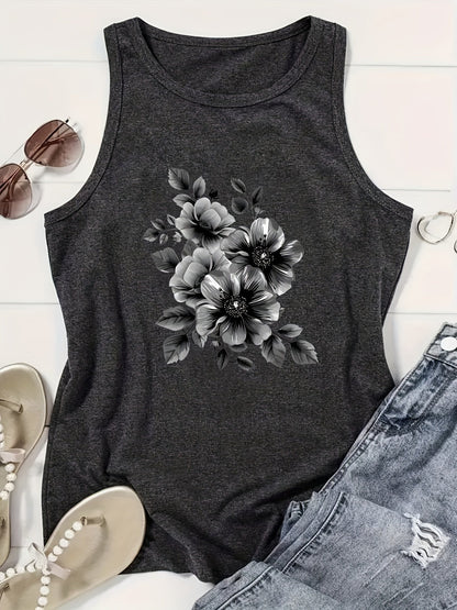 Women's Graphic Print Tank Top - Crew Neck Style 155109 detail image - detail view 6