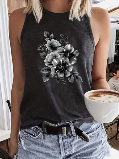 Women's Graphic Print Tank Top - Crew Neck Style 155109 detail image - detail view 7