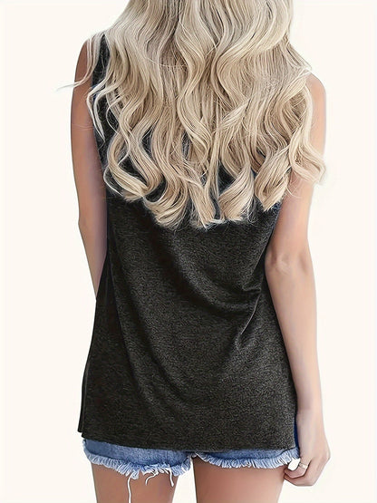 Women's Graphic Print Tank Top - Crew Neck Style 155109 detail image - detail view 8