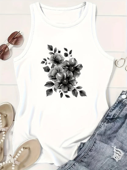 Women's Graphic Print Tank Top - Crew Neck Style 155109 product image