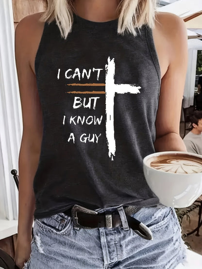 Women's Dark Gray Polyester Printed Sleeveless Tank Top - product view 4