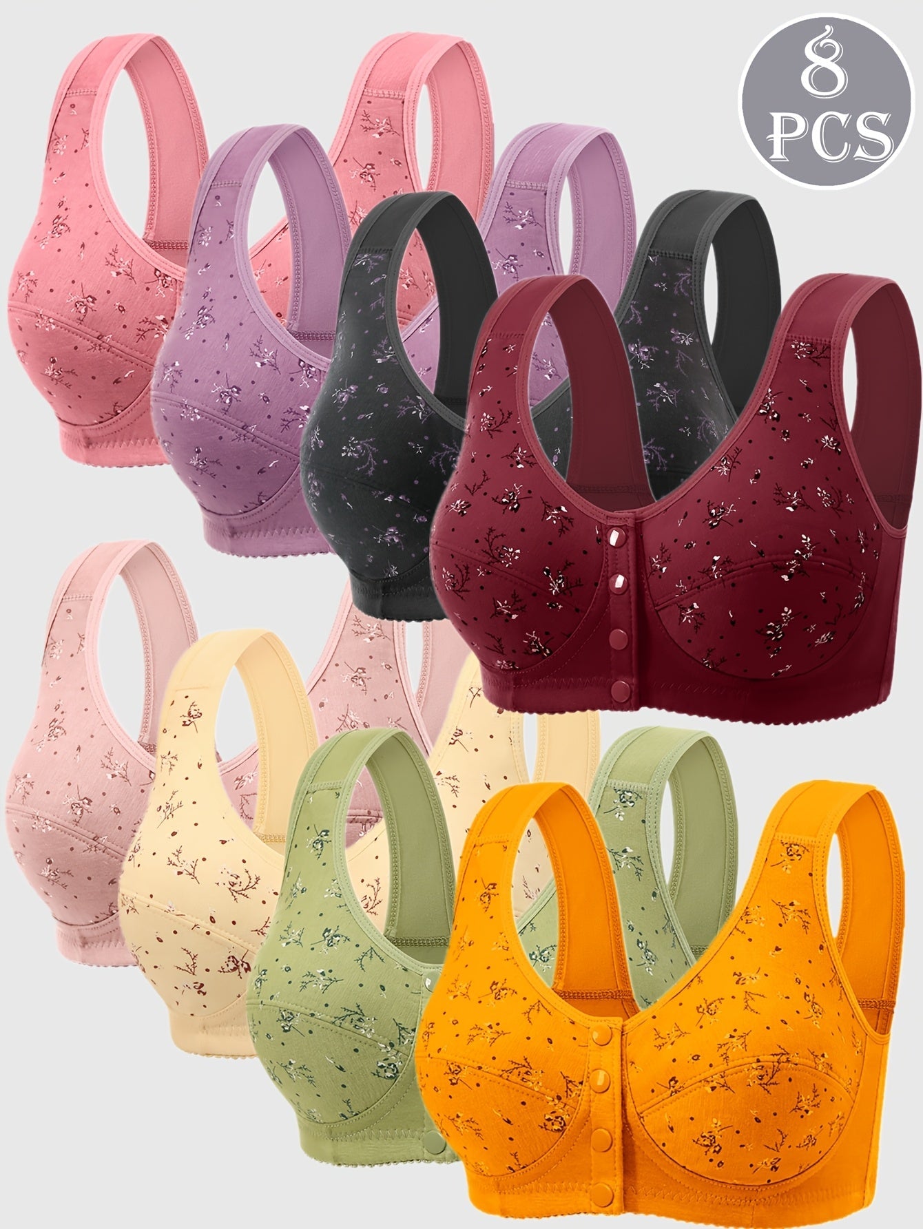 Women's Coral + Deep Purple + Black + Rose + Light Beige + Champagne Apricot + Green + Orange Printed Tank Top - product view 13