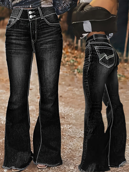 Women's Black Denim High-Waist Graphic Jeans - product view 11