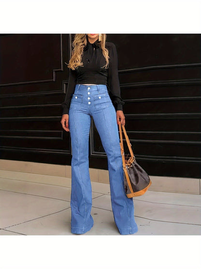 Women's Dark Blue Denim High-Waist Jeans - product view 12