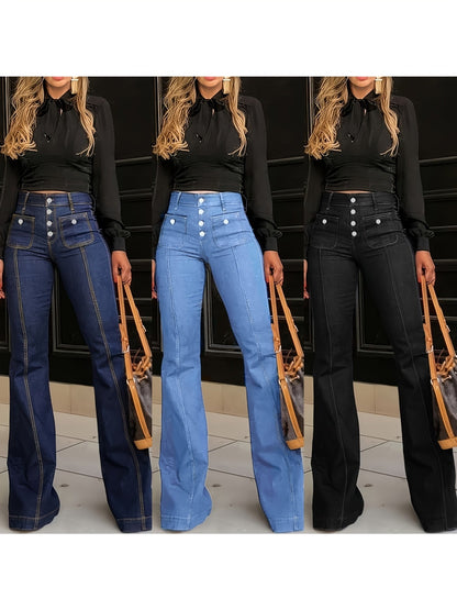 Women's Dark Blue Denim High-Waist Jeans - product view 6