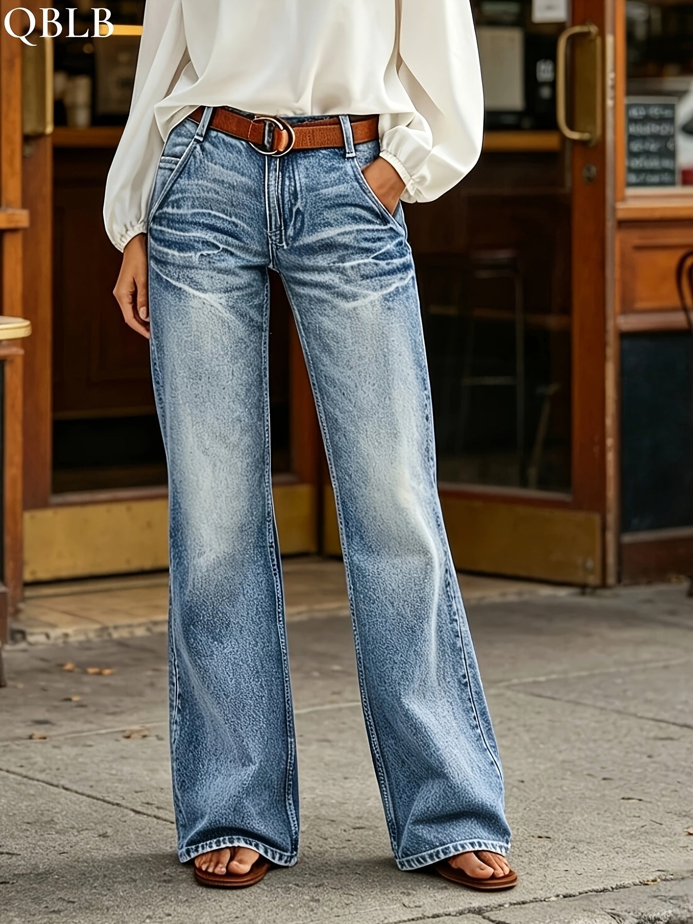 Light Blue Denim High-Waist Jeans - product view 3