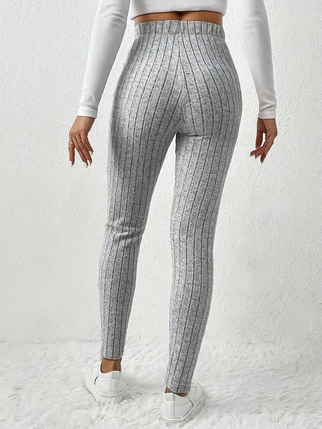 Women's High-Waist Ribbed Leggings - Drawstring Detail detail image - detail view 12
