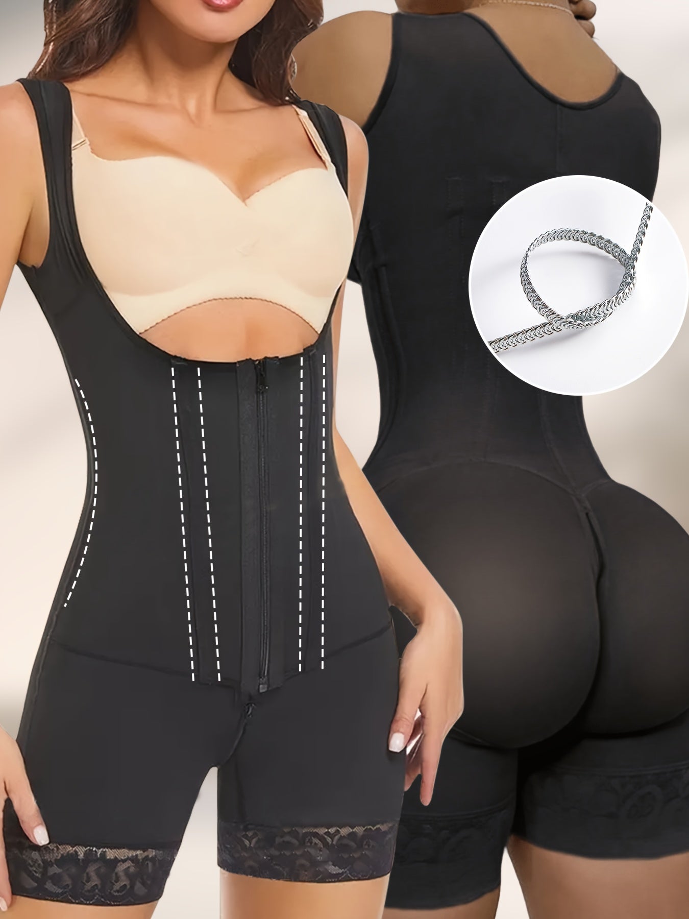 Women's High-Waist Shapewear Pants - Tummy Control Mesh Detail detail image - detail view 7