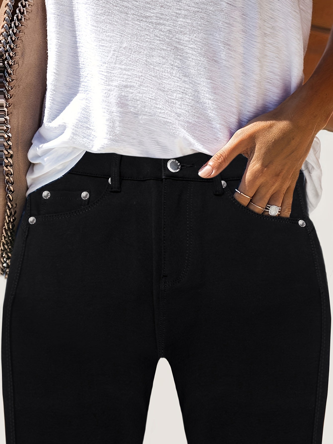 Women's Burgundy High-Waist Jeans - product view 21