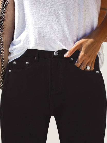Women's High-Waist Skinny Jeans - Burgundy Pocket Detail detail image - detail view 11