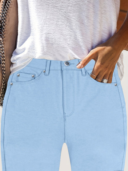 Women's High-Waist Skinny Jeans - Burgundy Pocket Detail detail image - detail view 8