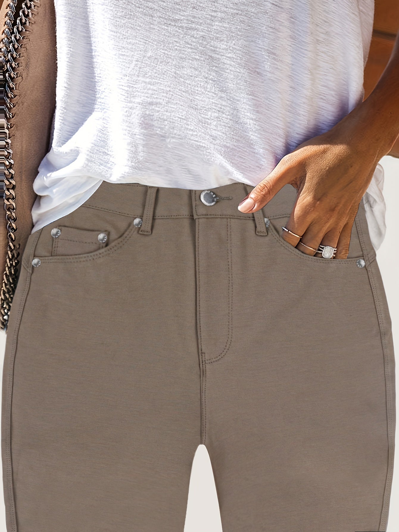 Women's Burgundy High-Waist Jeans - product view 31
