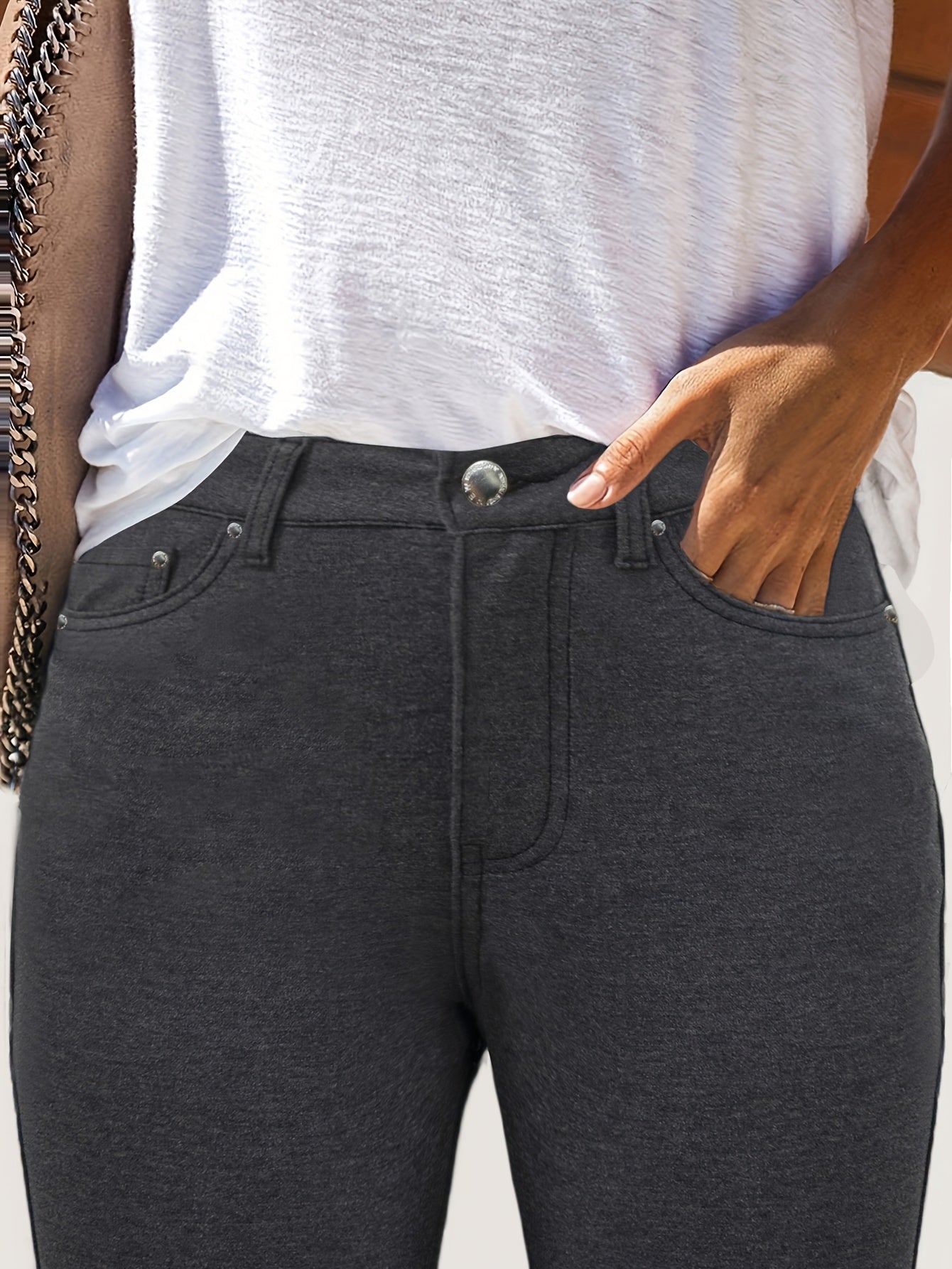 Women's Burgundy High-Waist Jeans - product view 40