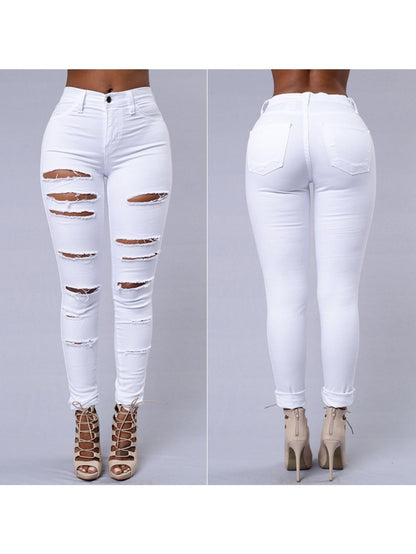 White Denim High-Waist Slim-Fit Jeans - product view 12