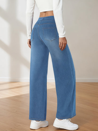 Women's High-Waist Straight Leg Jeans - Green Pocket Detail detail image - detail view 10