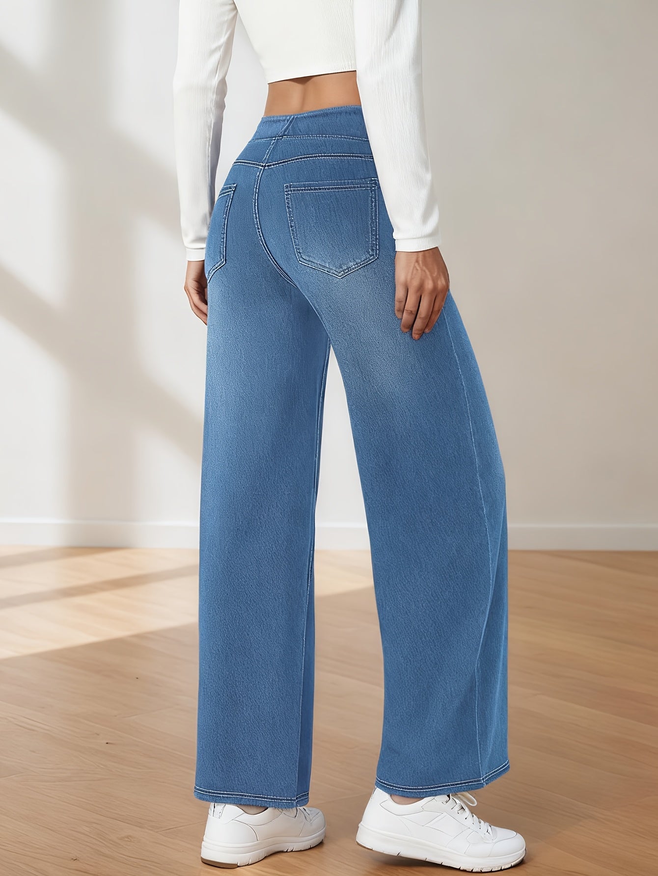 Women's High-Waist Straight Leg Jeans - Green Pocket Detail detail image - detail view 5
