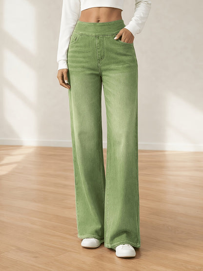 Women's Green Denim High-Waist Jeans - product view 4