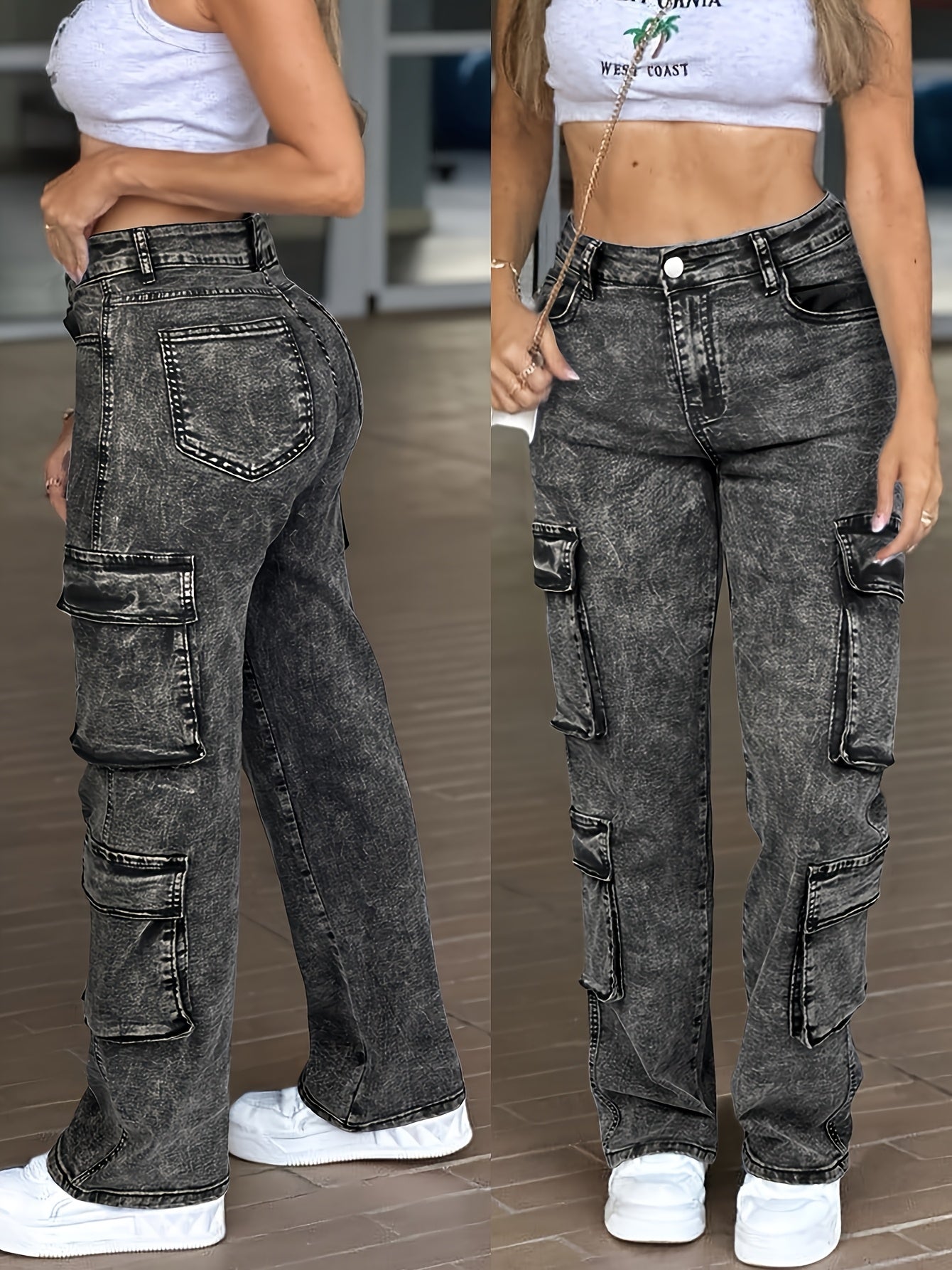 Women's Light Blue Polyester High-Waist Jeans - product view 19