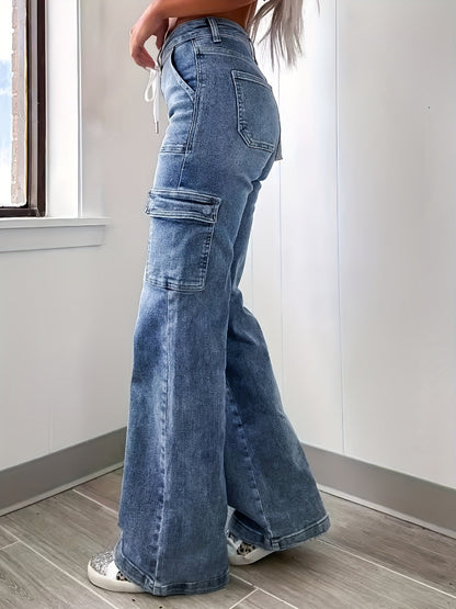 Women's High-Waist Straight Leg Jeans - Light Blue Vintage Wash Pocket Detail detail image - detail view 13