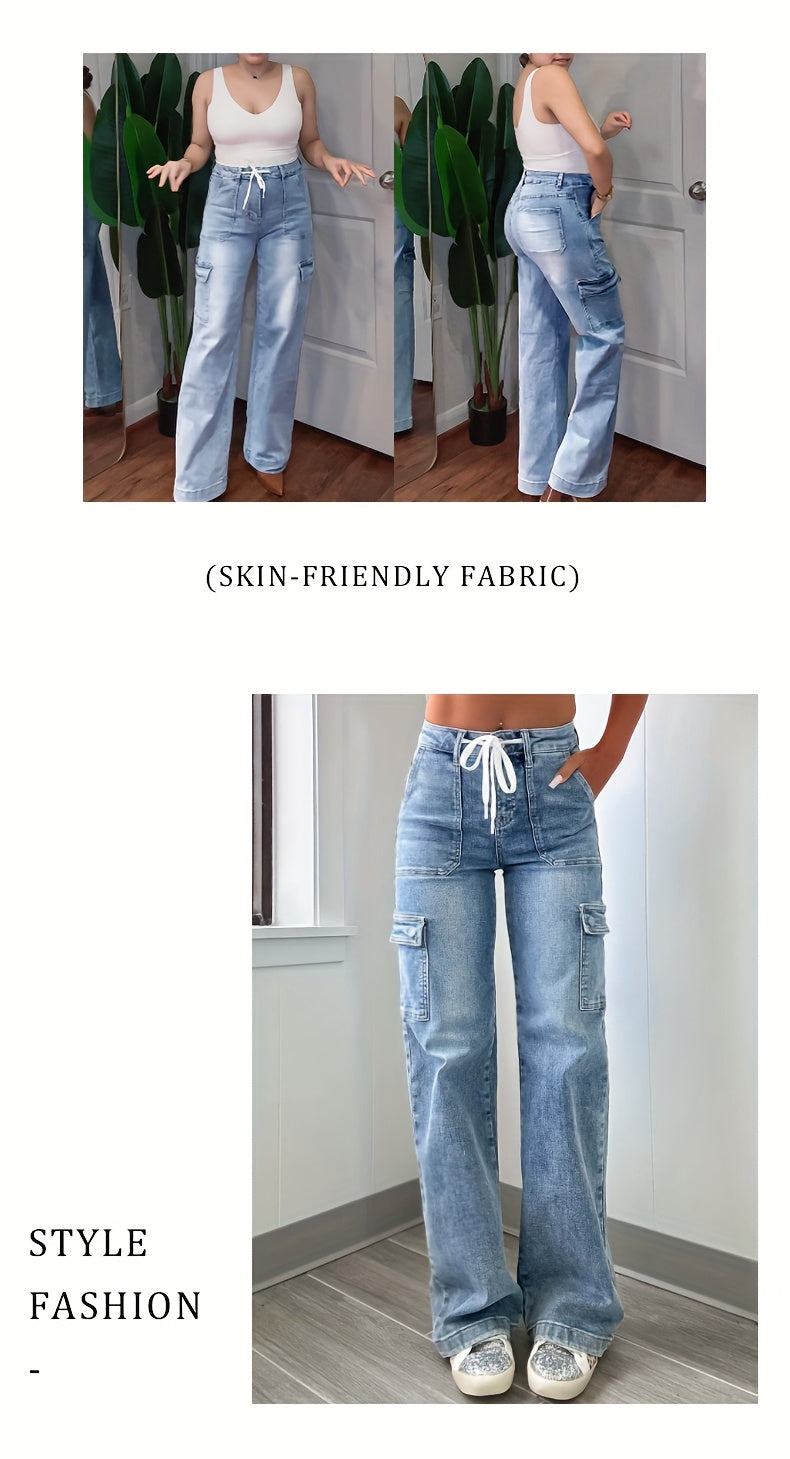 Women's High-Waist Straight Leg Jeans - Light Blue Vintage Wash Pocket Detail detail image - detail view 8