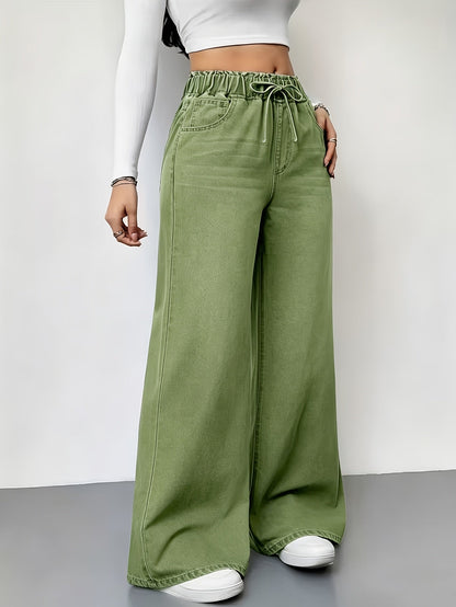 Women's High-Waist Wide Leg Jeans - Sea Blue detail image - detail view 4