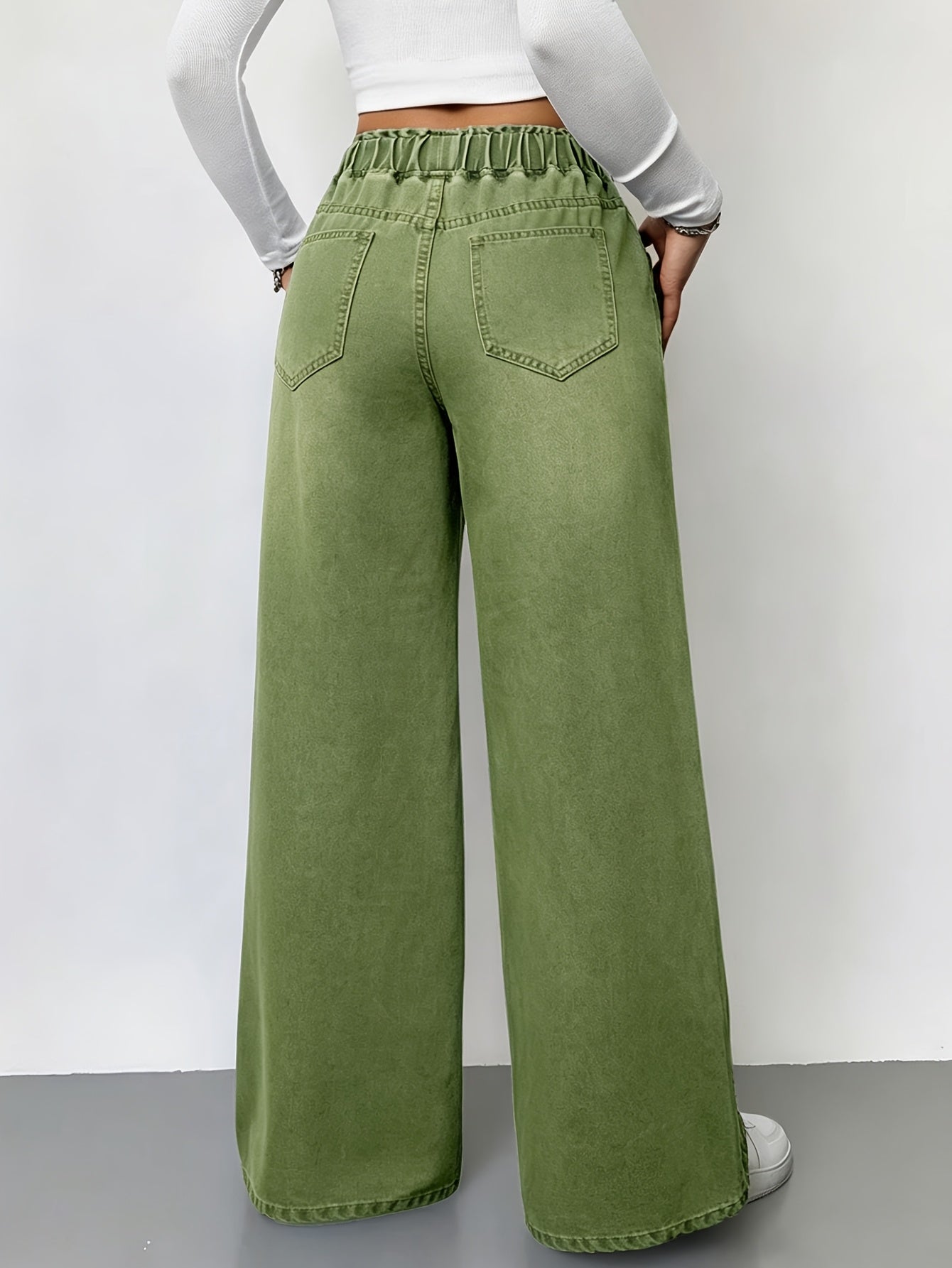 Women's High-Waist Wide Leg Jeans - Sea Blue detail image - detail view 5