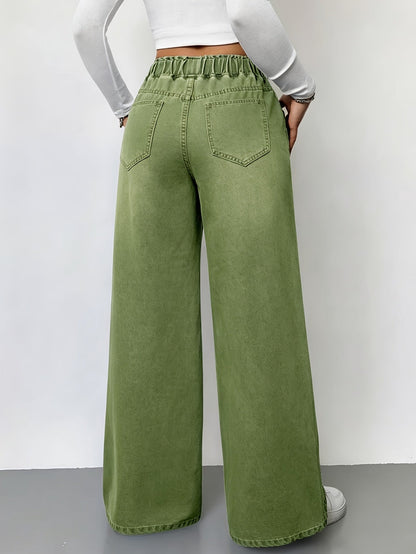 Women's High-Waist Wide Leg Jeans - Sea Blue detail image - detail view 5