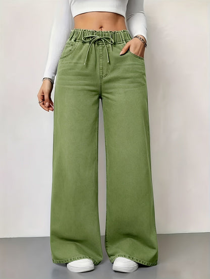 Women's High-Waist Wide Leg Jeans - Sea Blue product image