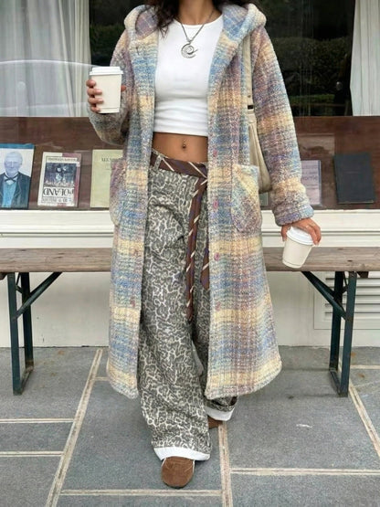 Women's Hooded Plaid Pullover Jacket detail image