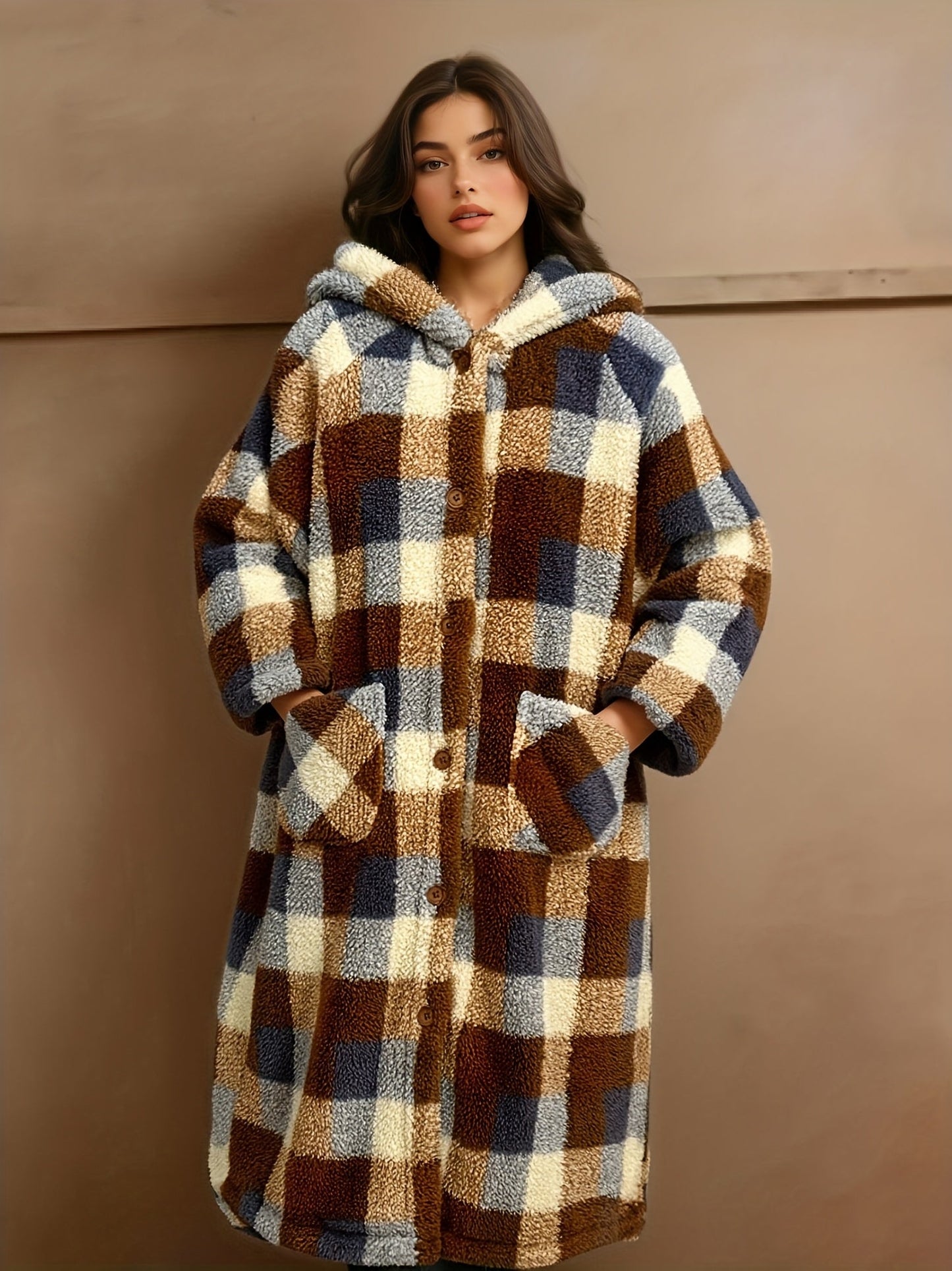 Women's Hooded Plaid Pullover Jacket detail image - detail view 8