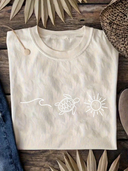 Women's Orange Printed Short-Sleeve T-Shirt - product view 16