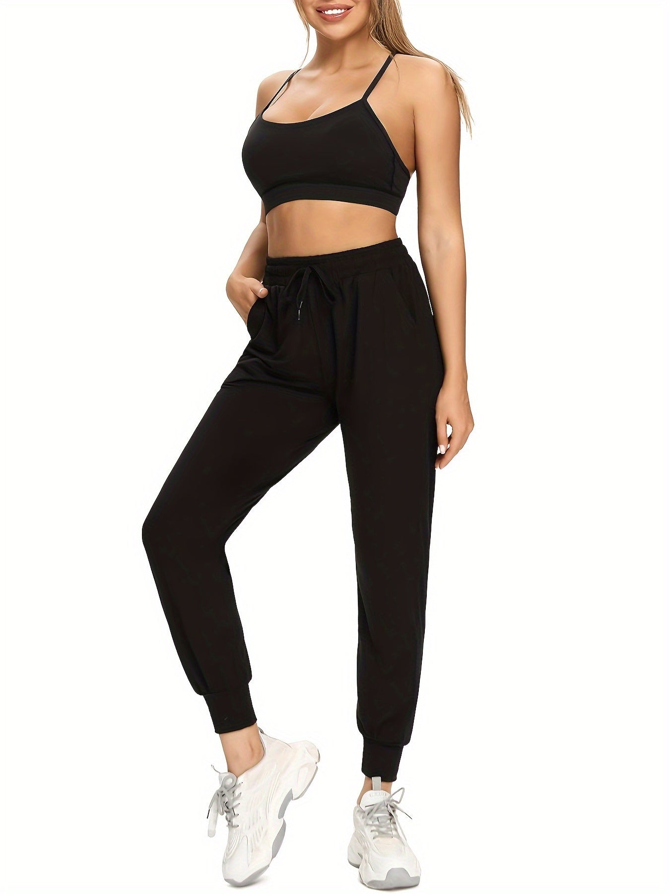 Women's Jogger Pants - Drawstring Waist With Pockets 22 detail image - detail view 5